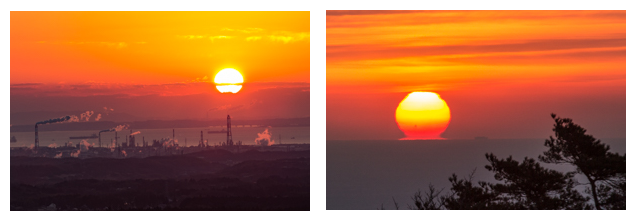 望遠レンズで撮った夕焼け・朝焼け写真